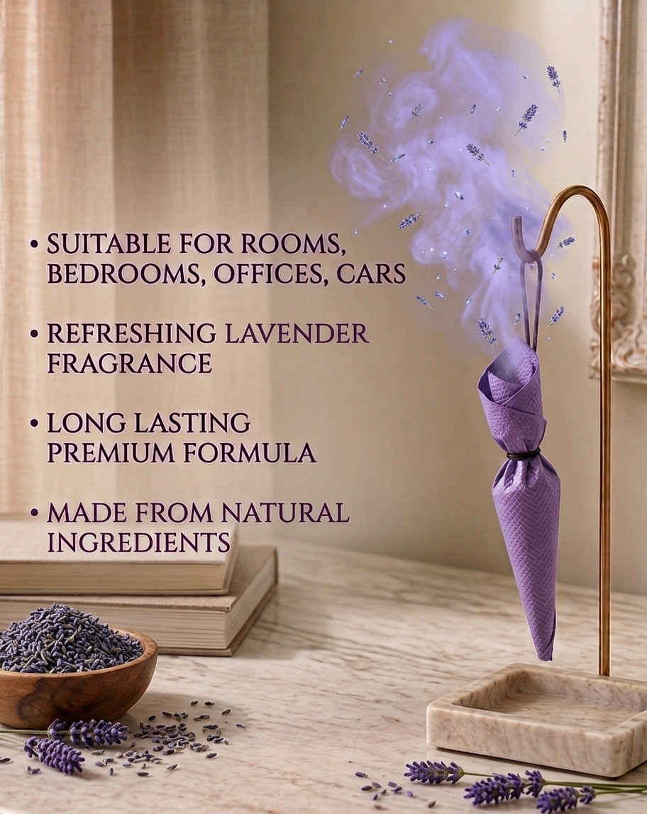 Kashi Darshan Lavender Camphora Flower Cone | Natural Long-Lasting Fragrance for Home, Office & Car