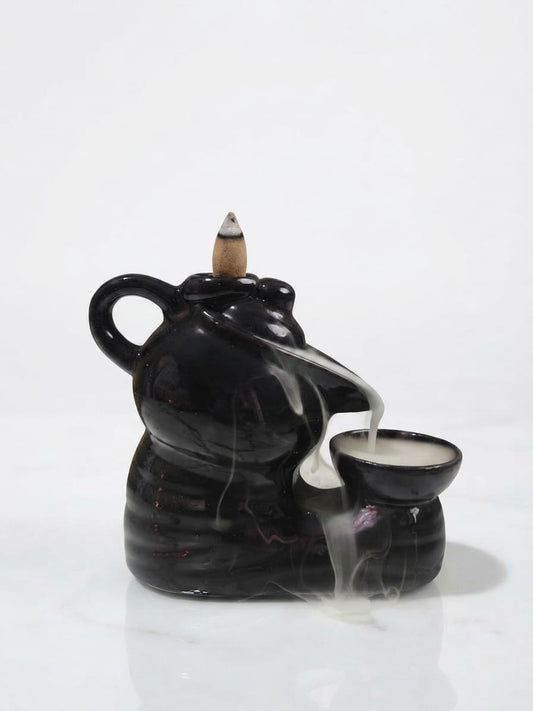 Kashi Darshan Backflow Incense Cone Burner with 30 Dhoop Cones | Ceramic Waterfall Smoke Fountain | Home & Pooja Décor
