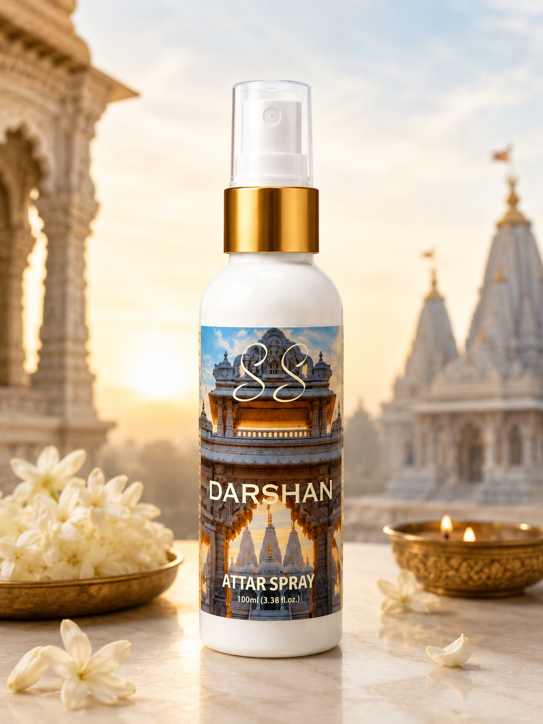 SS Darshan Attar Spray 100ml | Spiritual Temple Fragrance | Long Lasting Alcohol-Free Perfume Spray