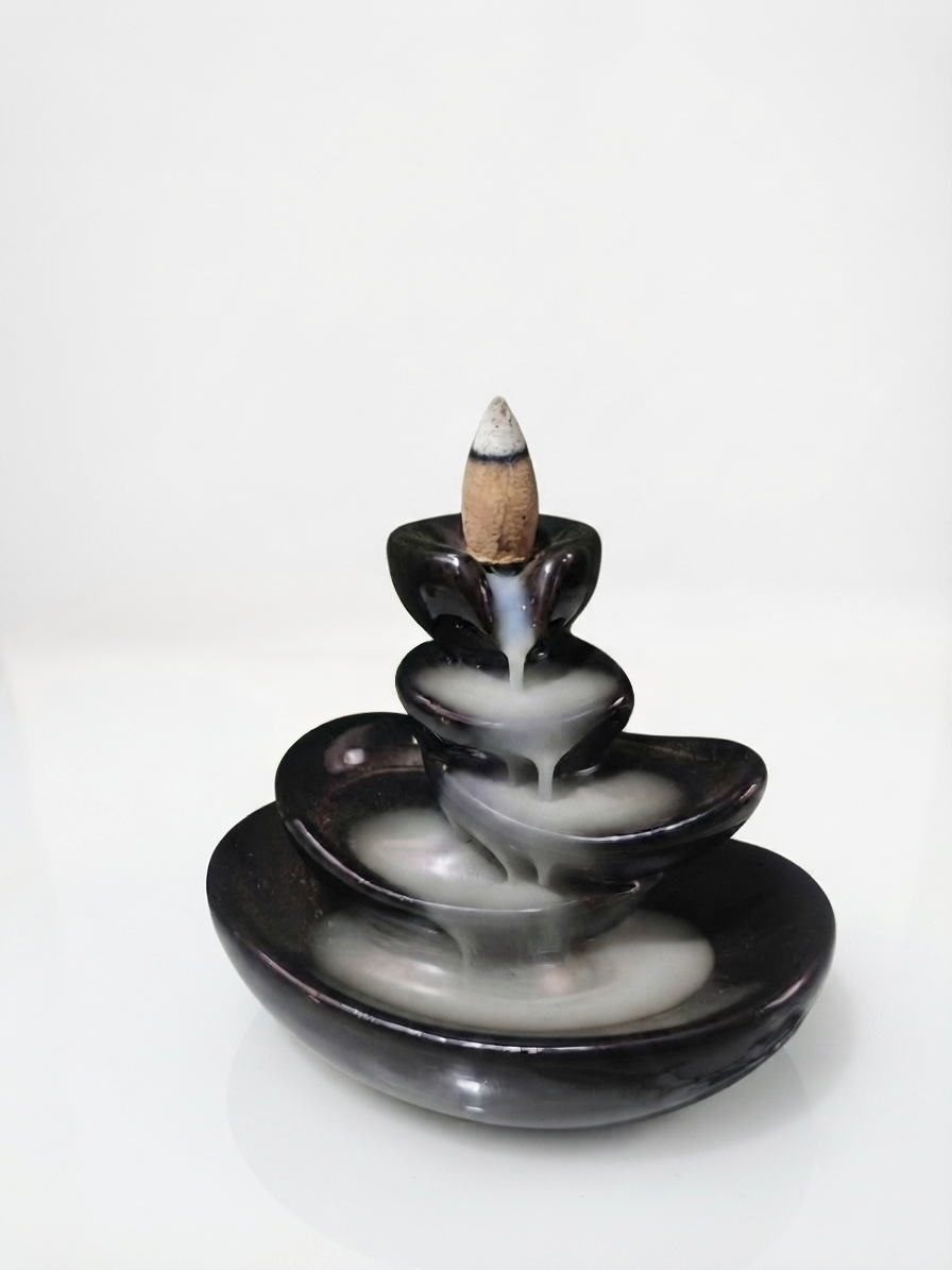 Kashi Darshan Ceramic Backflow Incense Cone Burner with 30 Dhoop Cones Waterfall Smoke Fountain Home, Pooja & Meditation Décor