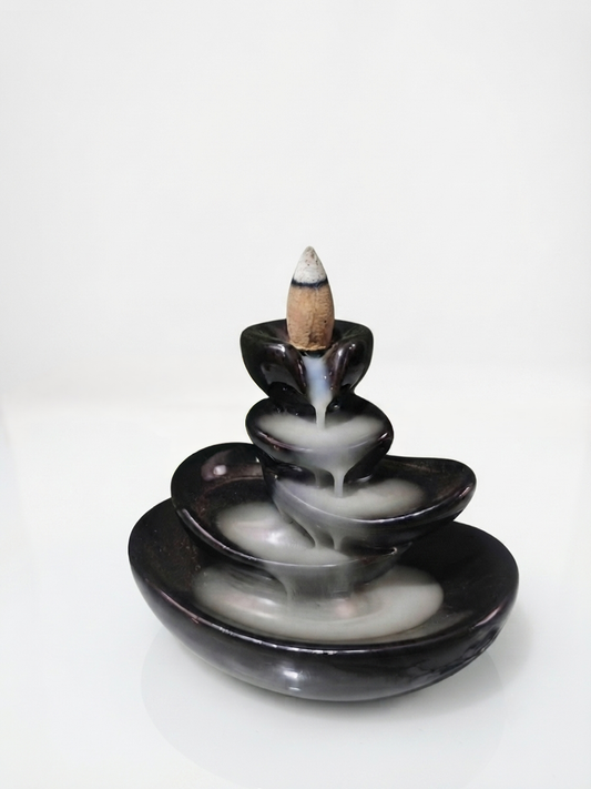 Kashi Darshan Ceramic Backflow Incense Cone Burner with 30 Dhoop Cones Waterfall Smoke Fountain Home, Pooja & Meditation Décor