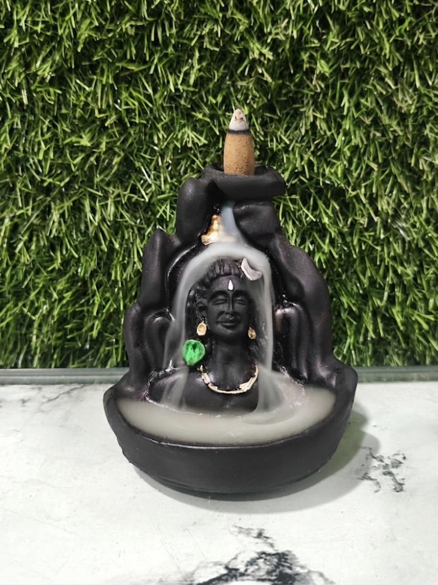 Kashi Darshan Lord Shiva Backflow Incense Cone Burner with 30 Dhoop Cones | Ceramic Smoke Waterfall | Spiritual Home Décor