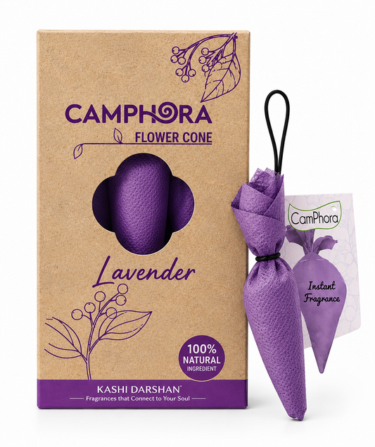 Kashi Darshan Lavender Camphora Flower Cone | Natural Long-Lasting Fragrance for Home, Office & Car