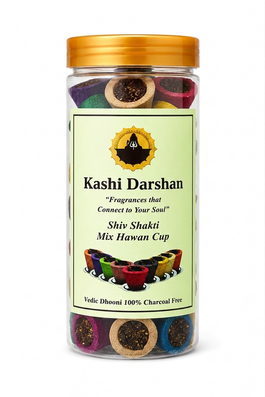 Kashi Darshan Shiv Shakti Mix Hawan Cup | 100% Charcoal-Free Vedic Dhooni | Long-Lasting Natural Fragrance | For Pooja, Havan, Meditation & Home Purification