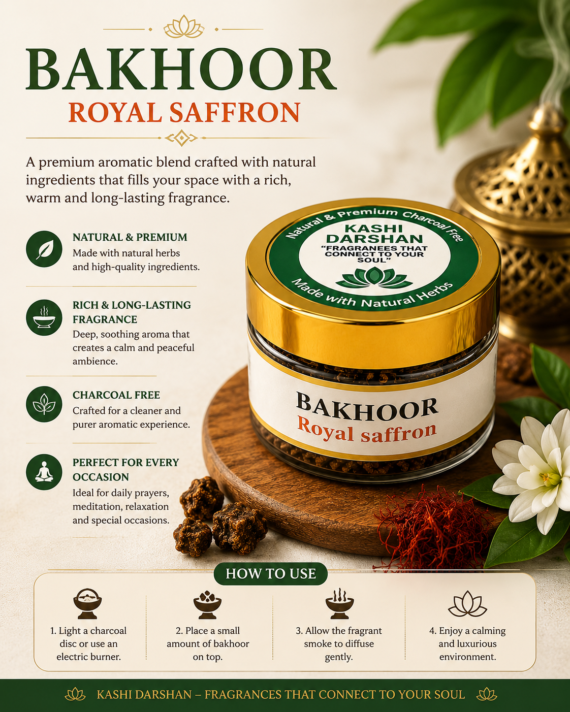 Bakhoor Royal Saffron – Premium Natural Fragrance by Kashi Darshan
