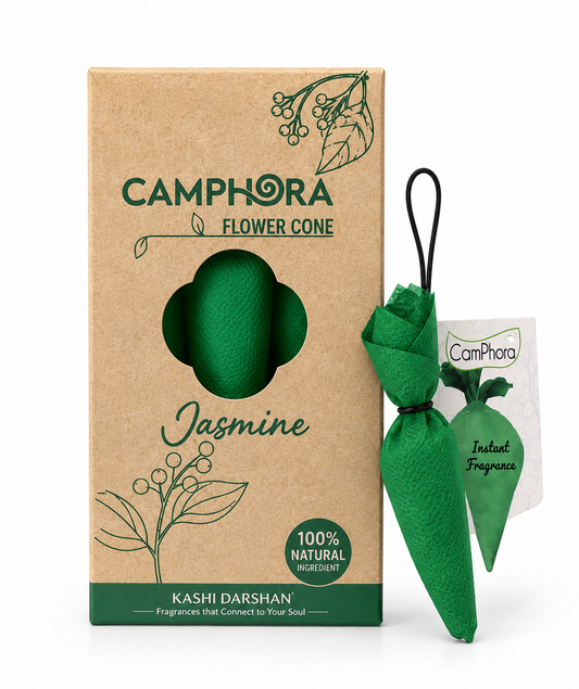 Kashi Darshan Jasmine Camphora Flower Cone | Natural Long-Lasting Fragrance for Home, Office & Car