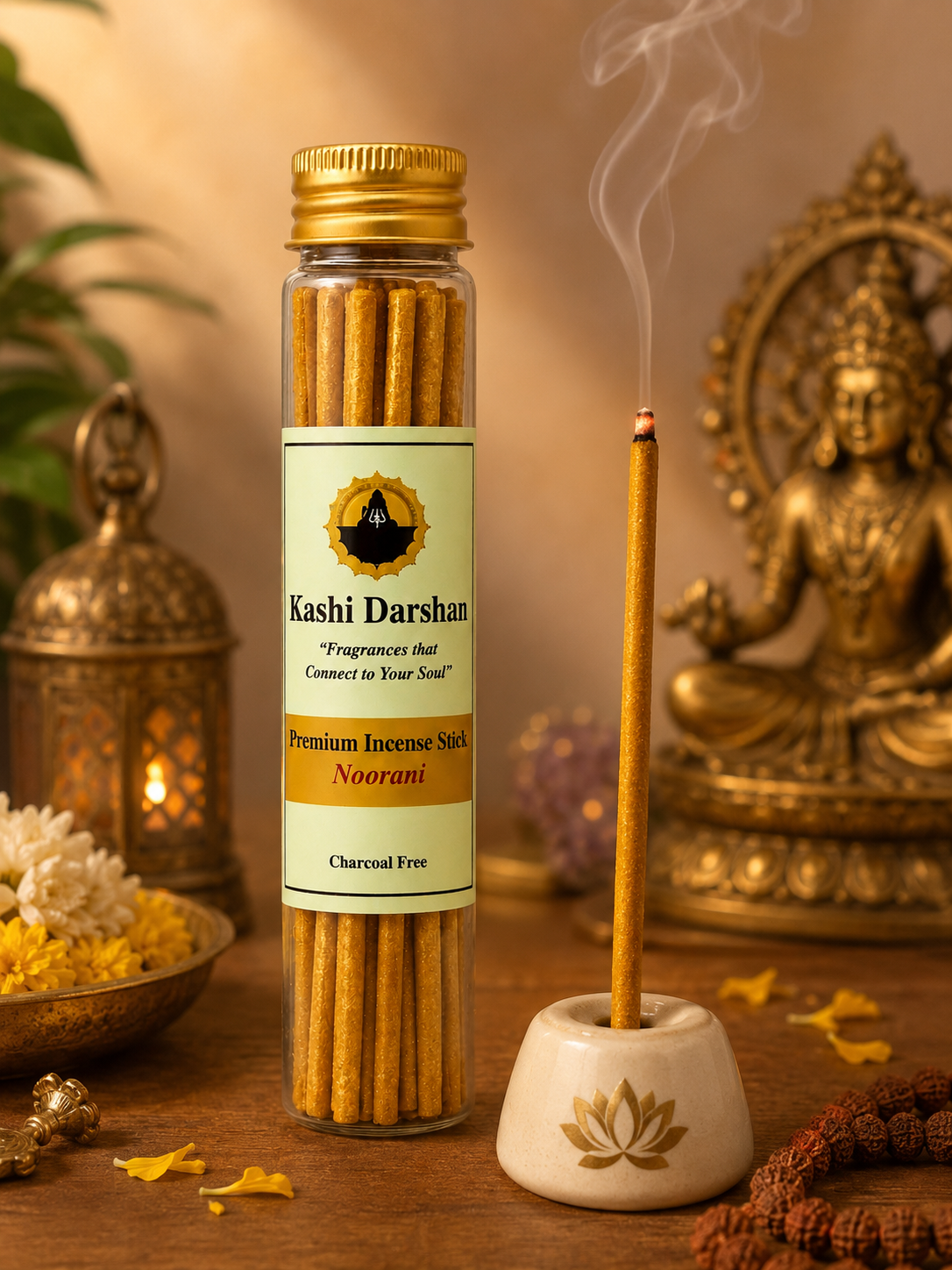 Kashi Darshan Noorani Premium Incense Sticks | Charcoal-Free | Natural Ingredients | For Pooja, Meditation & Room Fragrance