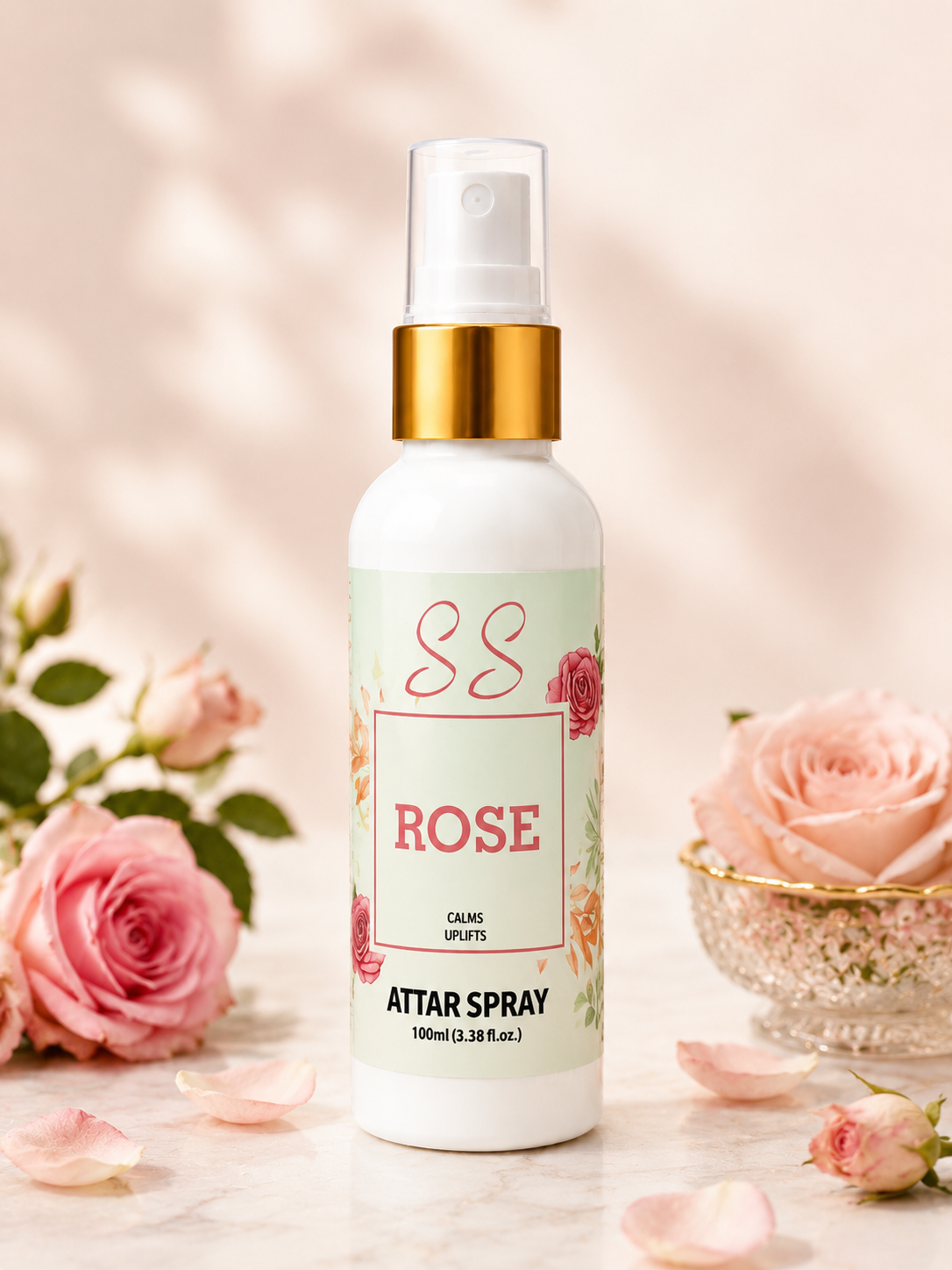 SS Rose Attar Spray 100ml | Long Lasting Floral Rose Perfume | Premium Alcohol-Free Fragrance