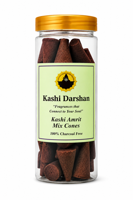 Kashi Darshan Kashi Amrit Mix Dhoop Cones | 100% Charcoal-Free | Premium Natural Incense Cones for Puja, Meditation & Daily Worship | Long-Lasting Spiritual Fragrance