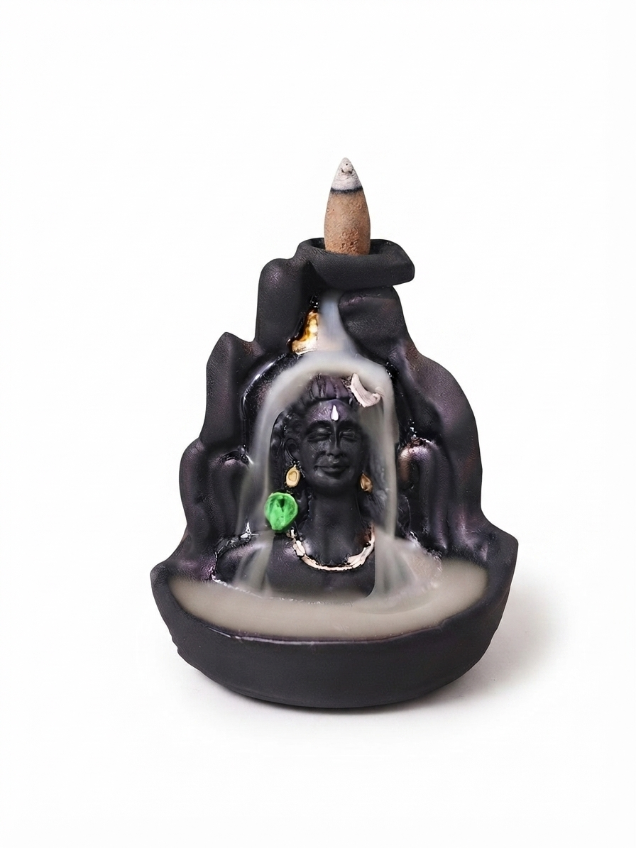 Kashi Darshan Lord Shiva Backflow Incense Cone Burner with 30 Dhoop Cones | Ceramic Smoke Waterfall | Spiritual Home Décor