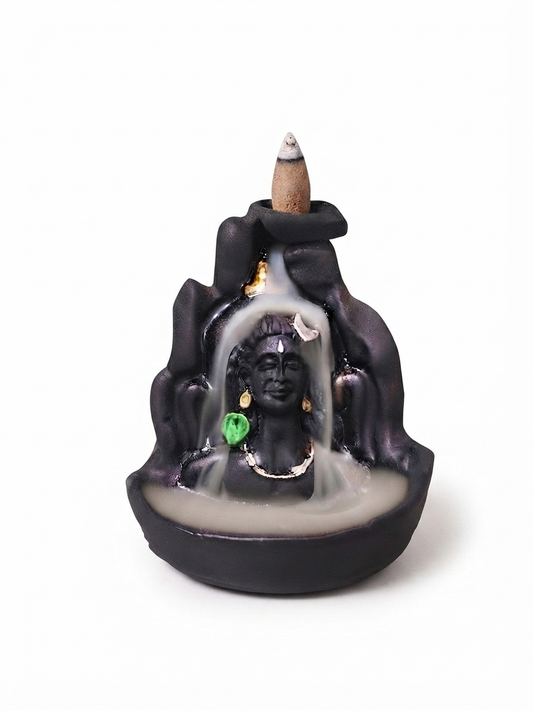 Kashi Darshan Lord Shiva Backflow Incense Cone Burner with 30 Dhoop Cones | Ceramic Smoke Waterfall | Spiritual Home Décor
