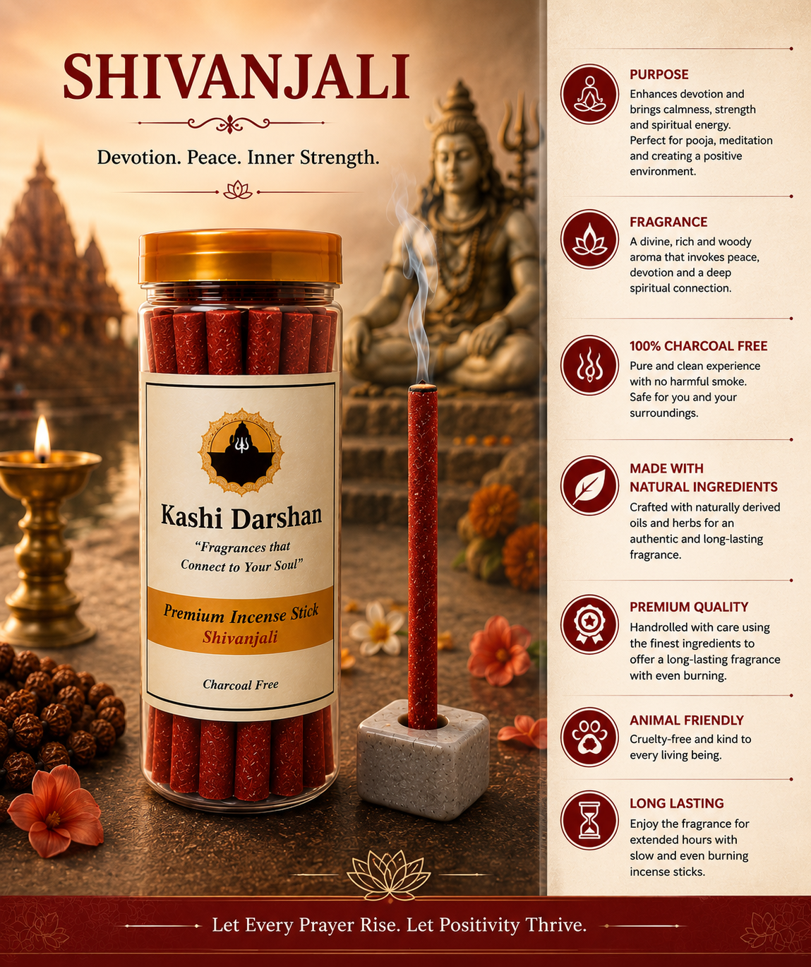 Kashi Darshan Premium Incense Sticks – Shivanjali (Charcoal Free)