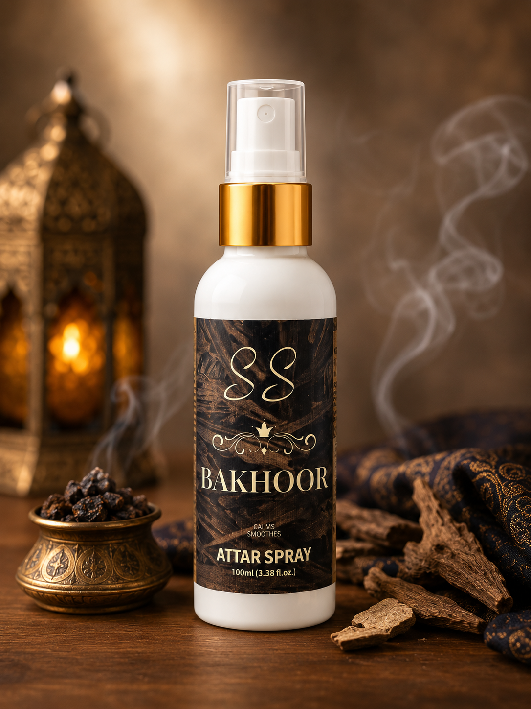 SS Bakhoor Attar Spray 100ml | Long Lasting Arabic Bakhoor Fragrance | Premium Alcohol-Free Perfume Spray