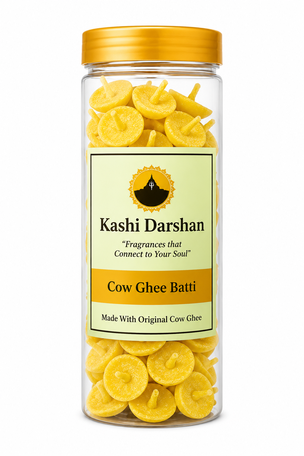 Kashi Darshan Cow Ghee Batti | Made with Natural Cow Ghee | Long-Lasting Cotton Wicks | For Daily Puja, Aarti & Spiritual Rituals