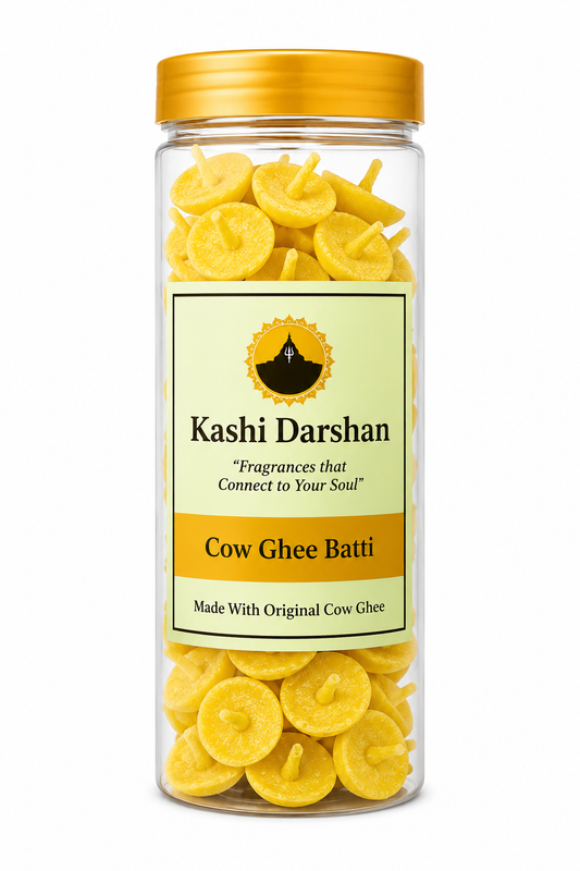 Kashi Darshan Cow Ghee Batti | Made with Natural Cow Ghee | Long-Lasting Cotton Wicks | For Daily Puja, Aarti & Spiritual Rituals